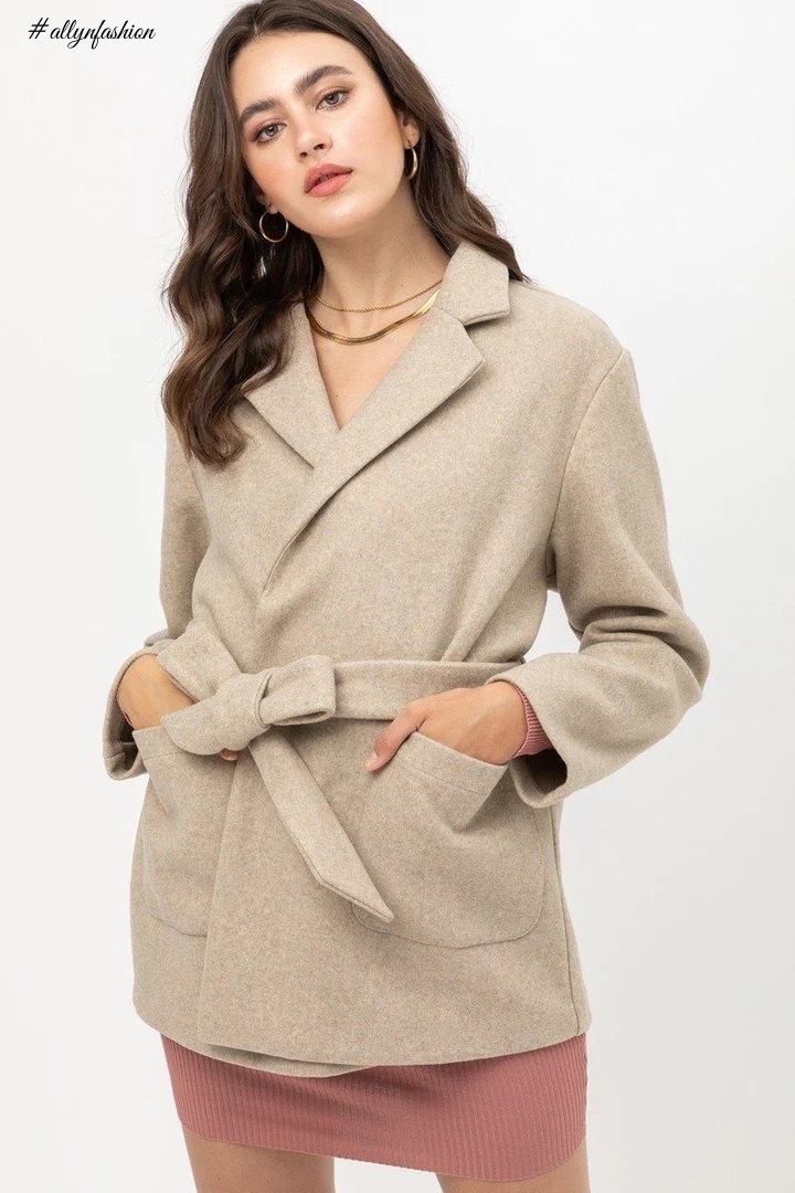 Oatmeal Fleece Belted Coat